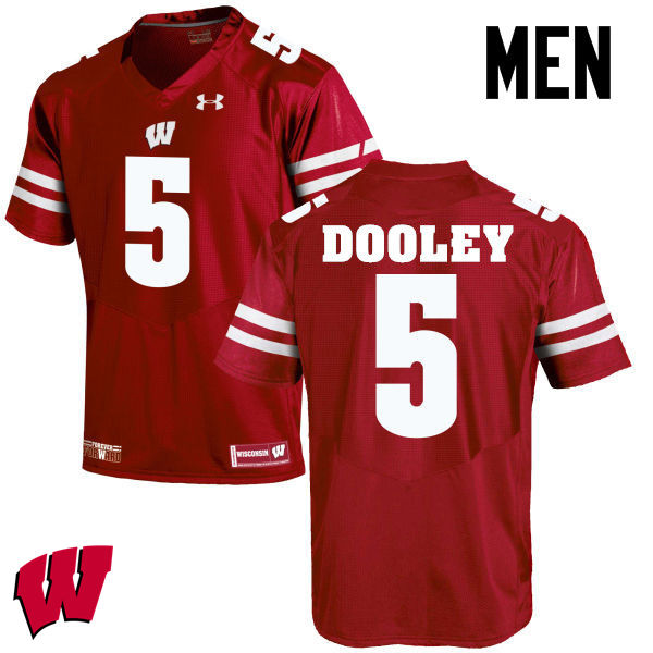 Men Wisconsin Badgers #5 Garret Dooley College Football Jerseys-Red